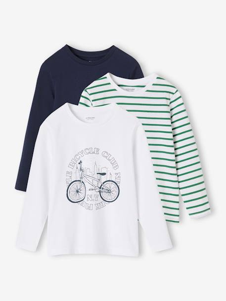 3er-Pack Jungen Langarmshirts BASIC Oeko-Tex - grau meliert+weiß - 9