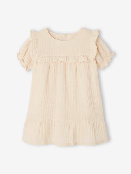 Baby Kleid aus Musselin - koralle+vanille - 8