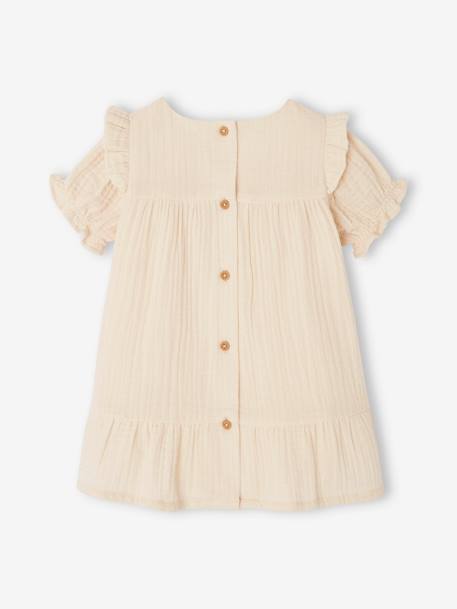 Baby Kleid aus Musselin - koralle+vanille - 9