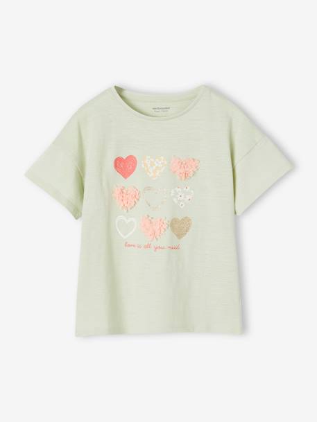 Mädchen T-Shirt mit Rüschenmotiv - aprikose+himmelblau+mandelgrün+marine gestreift+tinte+wollweiß - 8