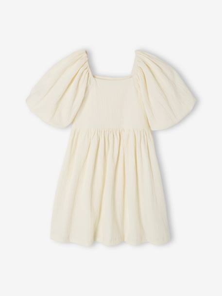 Festliches Mädchen Kleid mit Reliefstruktur Oeko-Tex - salbeigrün+vanille - 5