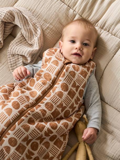 Ärmelloser Baby Wende-Schlafsack ETHNIC mit Recycling-Polyester - beige bedruckt - 3