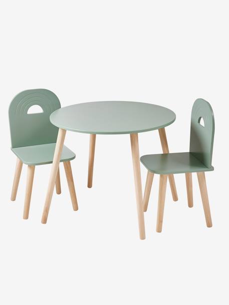 Kinderzimmer-Set: Tisch & 2 Stühle REGENBOGEN - salbeigrün - 1