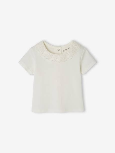 Baby-Set: T-Shirt mit Kragen & geblümte Shorts, personalisierbar - wollweiß - 4