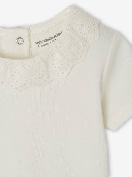 Baby-Set: T-Shirt mit Kragen & geblümte Shorts, personalisierbar - wollweiß - 7