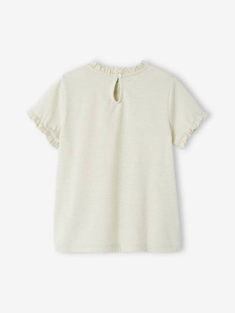 Mädchen T-Shirt mit Glanzstreifen, personalisierbar - marine+wollweiß - 8