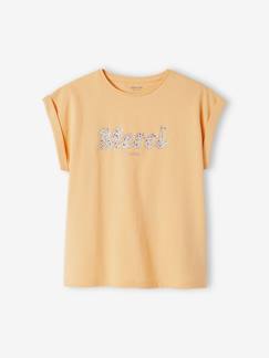 -Mädchen T-Shirt, Blumen-Schriftzug Oeko-Tex