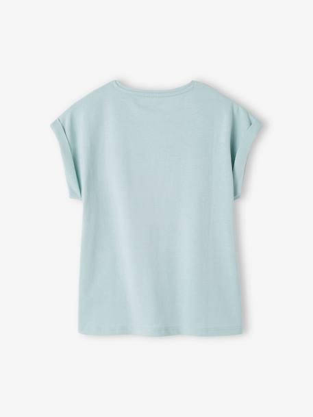 Mädchen T-Shirt, Blumen-Schriftzug Oeko-Tex - hellgelb+himmelblau+wollweiß/bonjour - 7