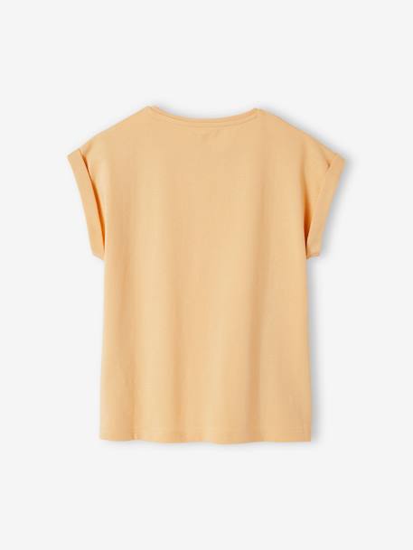 Mädchen T-Shirt, Blumen-Schriftzug Oeko-Tex - hellgelb+himmelblau+marine/tres bien+wollweiß/bonjour - 2