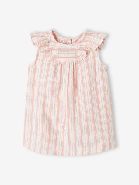 Baby Kleid aus gestreiftem Seersucker - rosa - 6