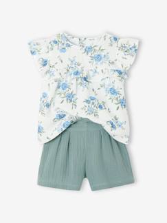 -Festliches Mädchen-Set: Bluse & Shorts
