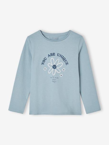 Mädchen Shirt mit Messageprint BASIC Oeko-Tex - bronze+graublau+rosenholz+violett - 7