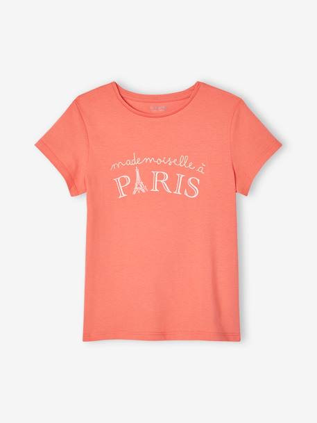 Mädchen T-Shirt, Message-Print BASIC Oeko-Tex - bonbon rosa+erdbeer+himmelblau+koralle+marine+rot+tannengrün+vanille+wollweiß - 20