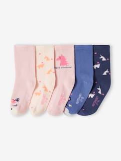 Maedchenkleidung-Unterwäsche, Socken, Strumpfhosen-Socken-5er-Pack Mädchen Socken mit Einhorn und Herzen Oeko-Tex