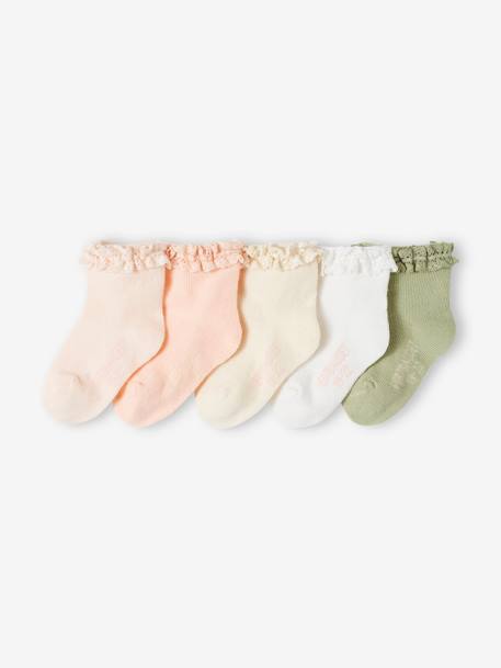 5er-Pack Mädchen Baby Socken Oeko-Tex - pfirsich - 1