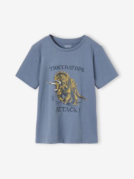 Jungen T-Shirt mit Dino-Print, Recycling-Baumwolle - cappuccino+graublau - 4