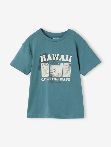 Jungen T-Shirt mit Fotoprint, Recycling-Baumwolle - aqua+koralle+wollweiß - 1