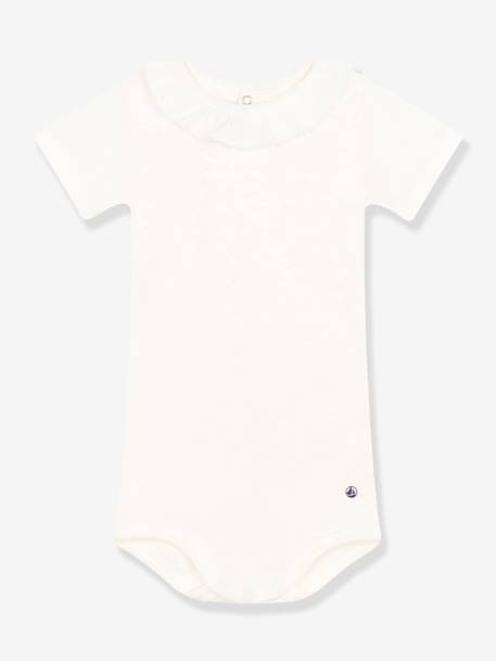 Baby Kurzarm-Body mit Kragen PETIT BATEAU, Bio-Baumwolle - weiß - 1