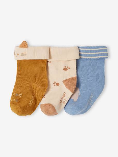 3er-Pack Baby Socken mit Tieren Oeko-Tex - graublau - 1