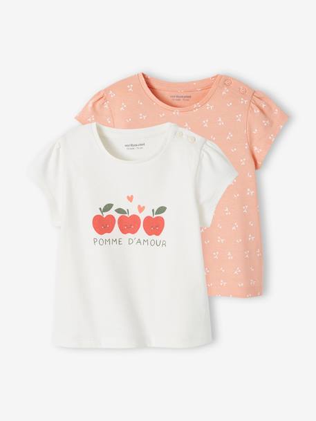 2er-Pack Baby T-Shirts BASIC Oeko-Tex - pack altrosa hello+pack weiß apfel - 7