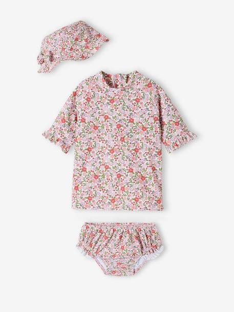Mädchen Baby-Set mit UV-Schutz: Shirt, Badehose & Sonnenhut Oeko-Tex - rosa - 2