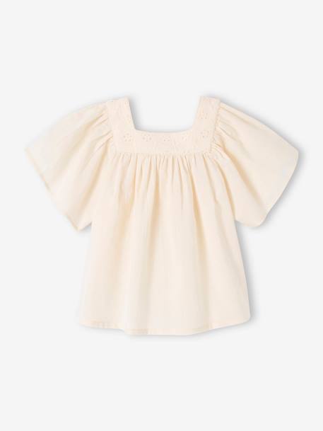 Baby Bluse mit Lochstickerei - salbeigrün+wollweiß - 5