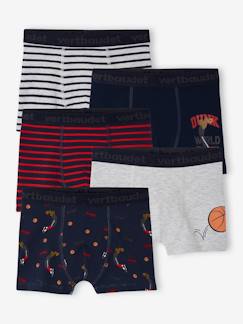 Jungenkleidung-Unterwäsche & Socken-Unterhosen & Boxershorts-5er-Pack Jungen Boxershorts mit Bio-Baumwolle, Basketball
