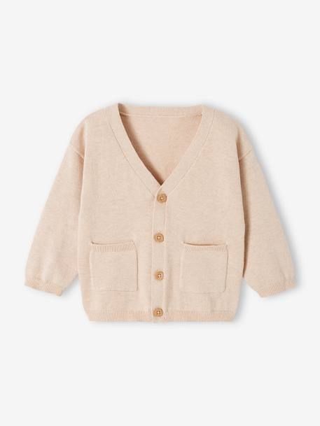 Baby Strickjacke Oeko-Tex - beige meliert - 1