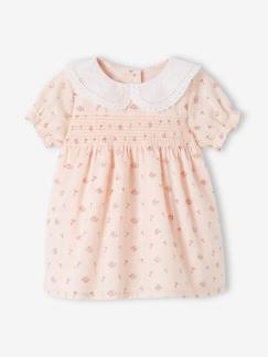 Babymode-Kleider & Röcke-Gesmoktes Baby Kleid mit besticktem Kragen