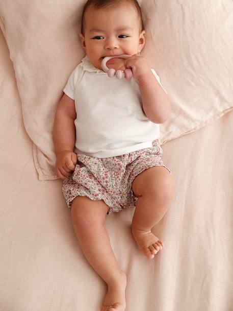 Baby-Set: T-Shirt mit Kragen & geblümte Shorts, personalisierbar - wollweiß - 2
