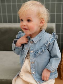 Babymode-Mäntel, Jacken, Overalls & Ausfahrsäcke-Baby Jeansjacke mit Volants Oeko-Tex