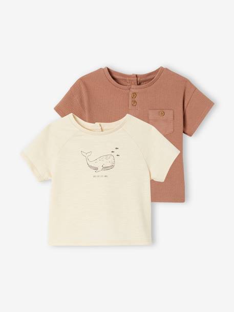2er-Pack Baby T-Shirts mit Bio-Baumwolle - mokka - 1