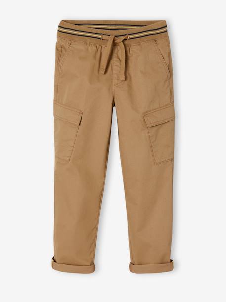 Jungen Cargohose mit Schlupfbund - nachtblau+sandfarben - 9