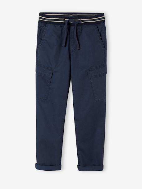 Jungen Cargohose mit Schlupfbund - nachtblau+sandfarben - 3