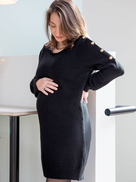 Strickkleid für Schwangerschaft & Stillzeit LINA ENVIE DE FRAISE - schwarz - 1