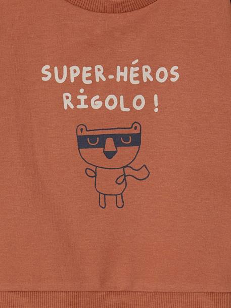 Baby Sweatshirt SUPER-HÉROS RIGOLO, personalisierbar Oeko-Tex - himmelblau+pekannüsse - 9
