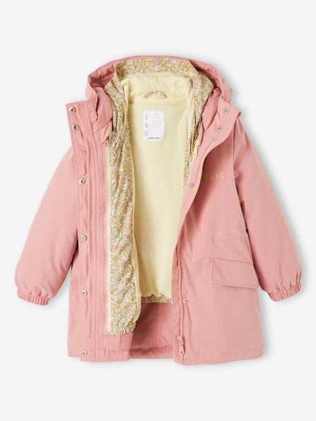 Mädchen 3-in-1-Jacke mit Recycling-Polyester - khaki+rosa - 15