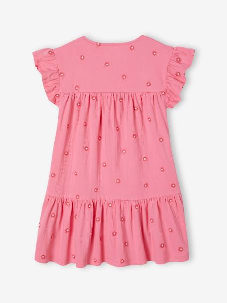 Besticktes Mädchen Kleid - bonbon rosa - 2