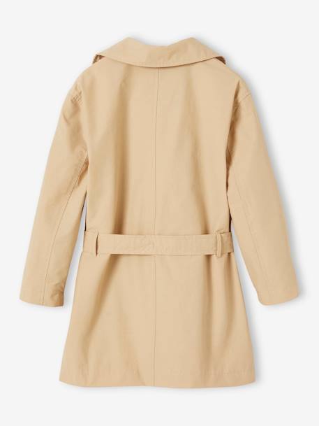 Mädchen Trenchcoat mit abnehmbarer Kapuze - beige+marine - 4