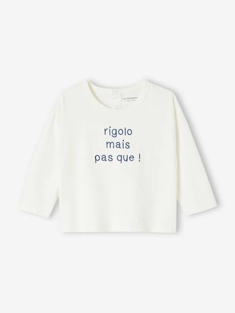 Baby Shirt aus Bio-Baumwolle mit Message, personalisierbar - blau+wollweiß - 6