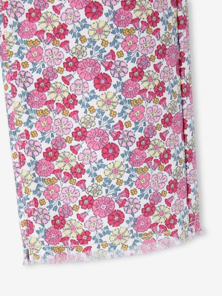 Weite Mädchen Hose mit Blumen - rosa - 4