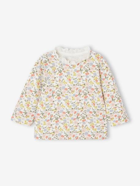 Mädchen Baby Sweatshirt mit Spitzenkragen - wollweiß - 1