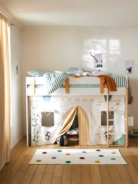 Kinderzimmer Bettvorhang für Hochbett EVEREST, Ritterburg - weiß bedruckt - 5