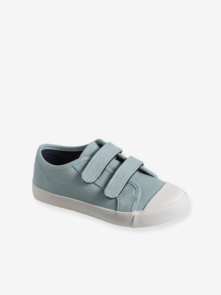 Kinder Stoff-Sneakers mit Klett - blau+himmelblau+senfgelb - 10