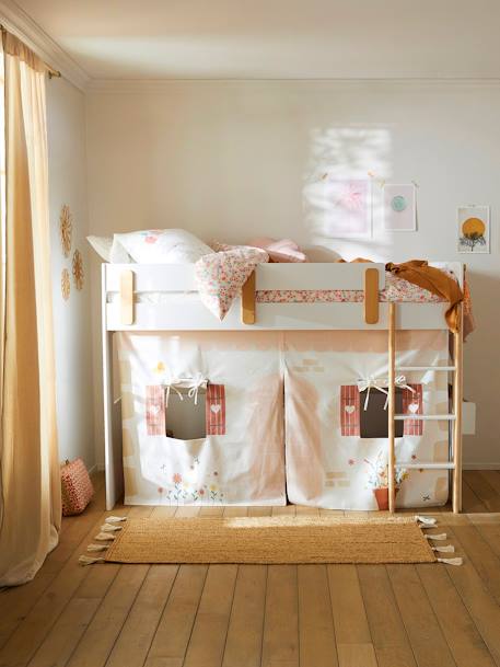 Kinderzimmer Bettvorhang Cottage für Hochbett EVEREST - weiß bedruckt - 6