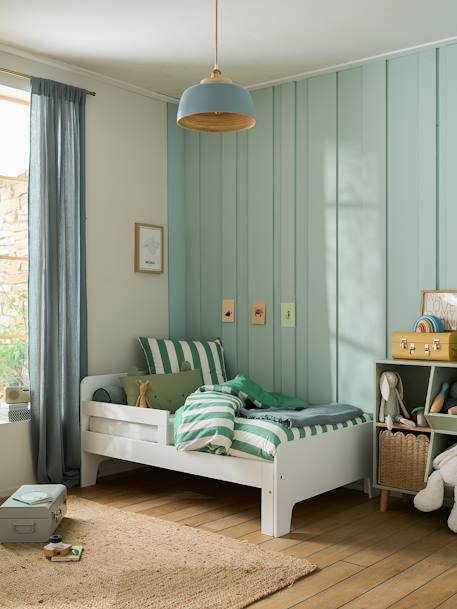 Kinderzimmer Vorhang aus Musselin, Tunnelzug - blaugrau+grün+hellbeige+zartrosa - 4