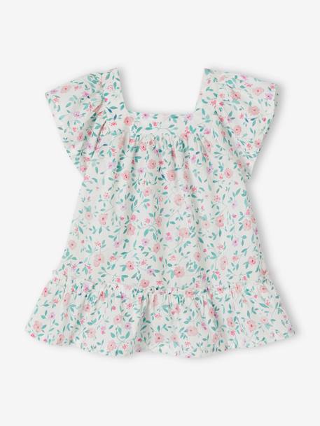 Geblümtes Baby Kleid mit Schmetterlingsärmeln - wollweiß - 1