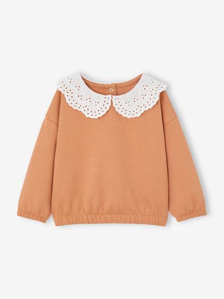 Baby Sweatshirt mit Recycling-Polyester - karamell+salbeigrün - 1