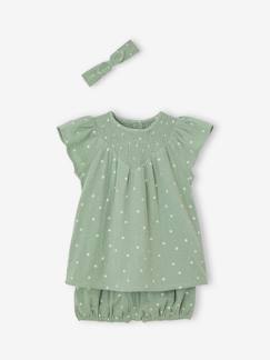 Babymode-Mädchen Baby-Set: Kleid, Shorts & Haarband