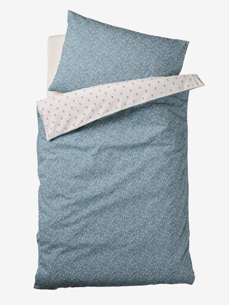 Baby Bettbezug ohne Kissenbezug INDIEN BLUME Oeko-Tex - blau bedruckt - 1